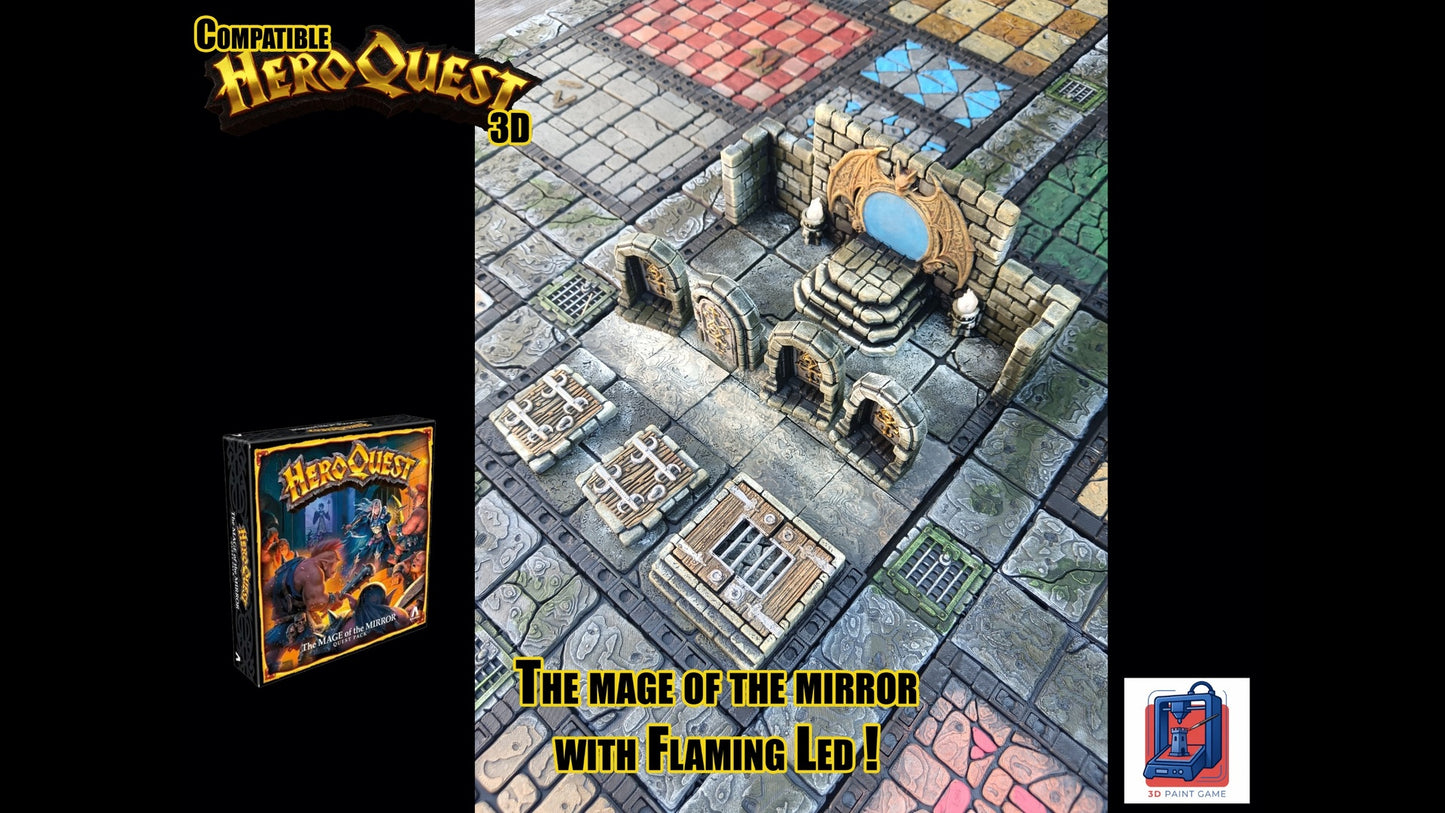 Décor 3D « Le Mage du Miroir » — Compatible HeroQuest avec torches LED