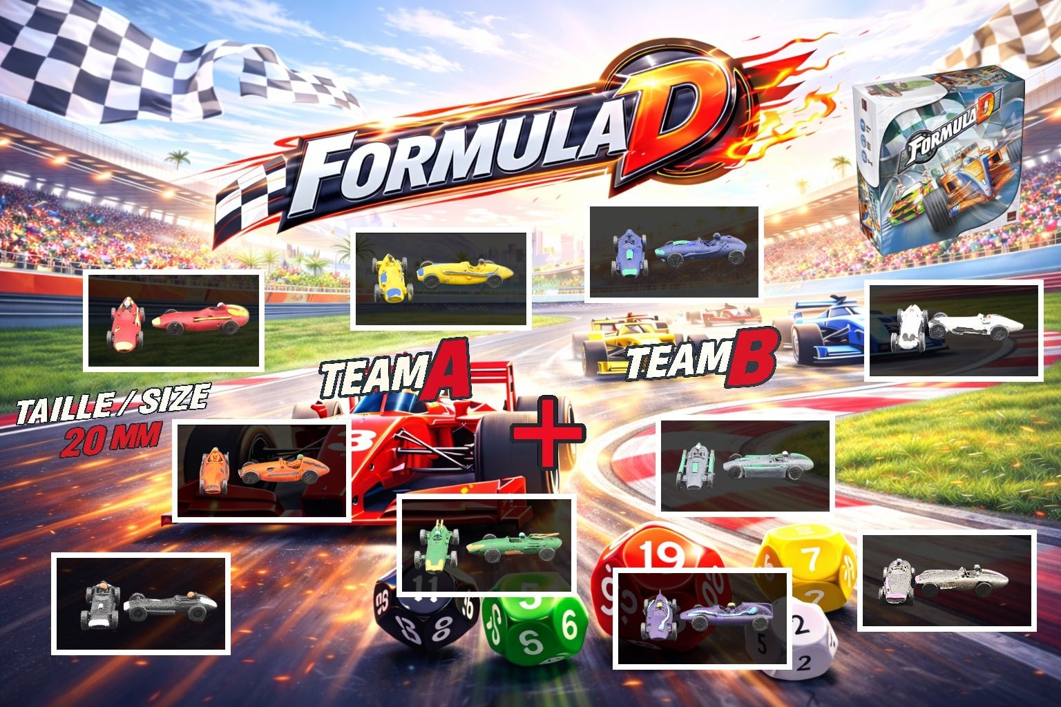 10 Voitures F1 miniatures personnalisées pour Formula D Année 1950 - 1960 - 3Dpaint Game
