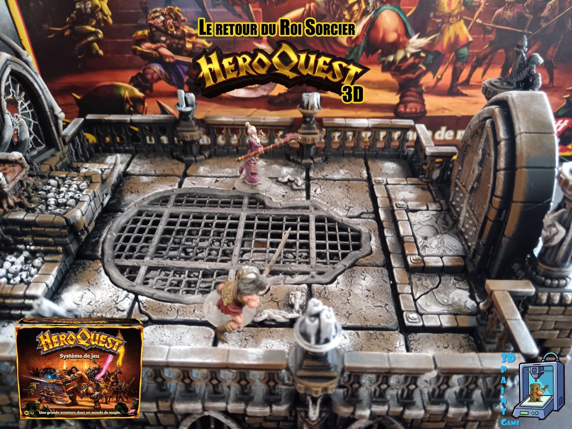 Extension HeroQuest 3D peinte – Le Retour du Roi Sorcier – Salle imprimée et peinte à la main - 3Dpaint Game