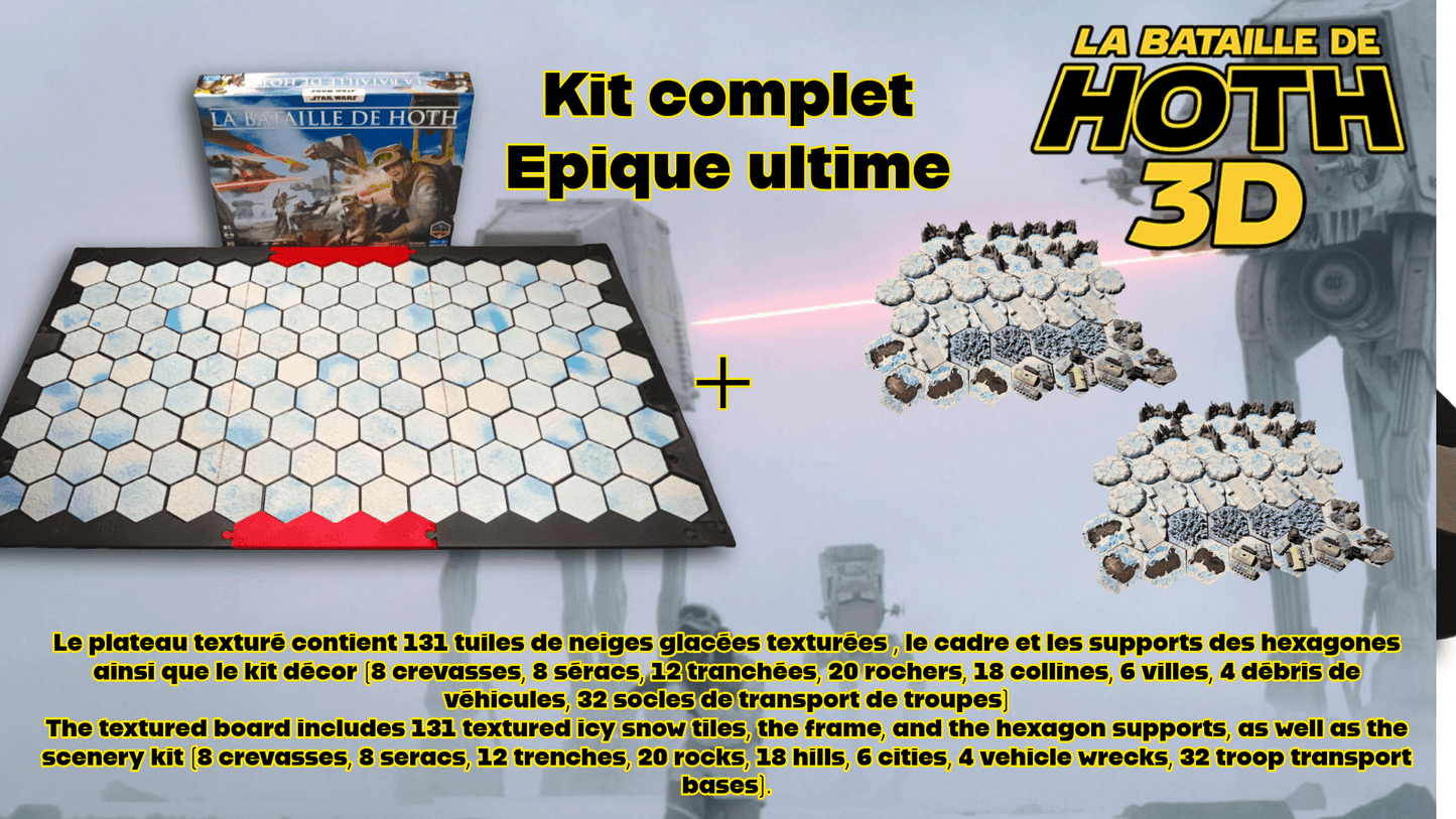 Kit complet épique ultime 3D La Bataille de Hoth avec grand plateau de 131 tuiles et double kit de décors