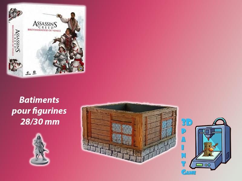 Kit de Bâtiments 3D pour Jeu de Plateau – Compatible Assassin's Creed | 7 Décors Imprimés | Maisons, Prisons, Taverne - 3Dpaint Game