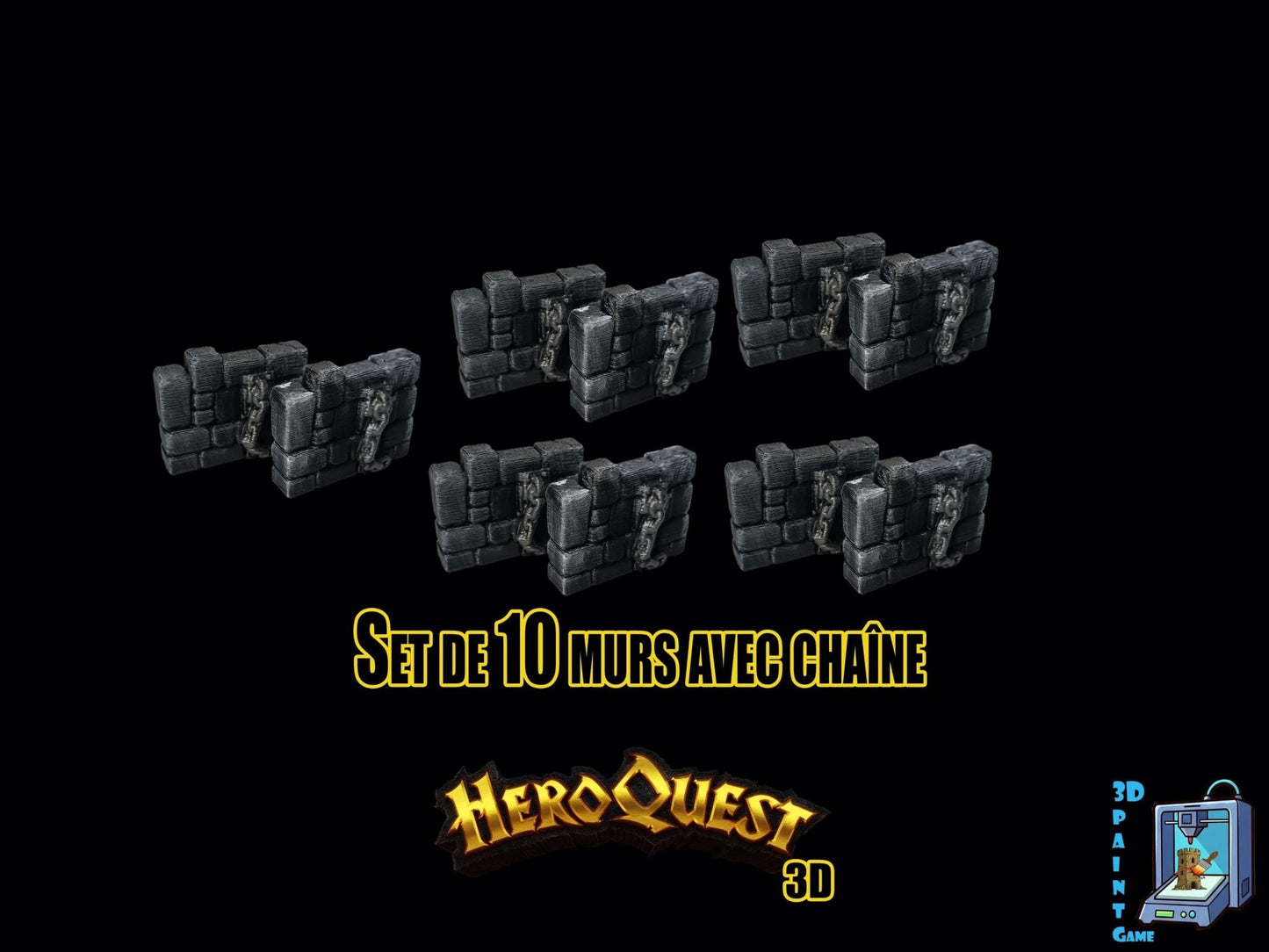 Kit de murs magnétiques – Accessoire compatible HeroQuest - 3Dpaint Game
