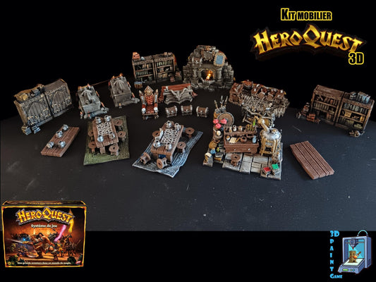 Kit mobilier HeroQuest 3D – Objets 3D imprimés & peints à la main – Décors complets pour donjon (Copie) - 3Dpaint Game