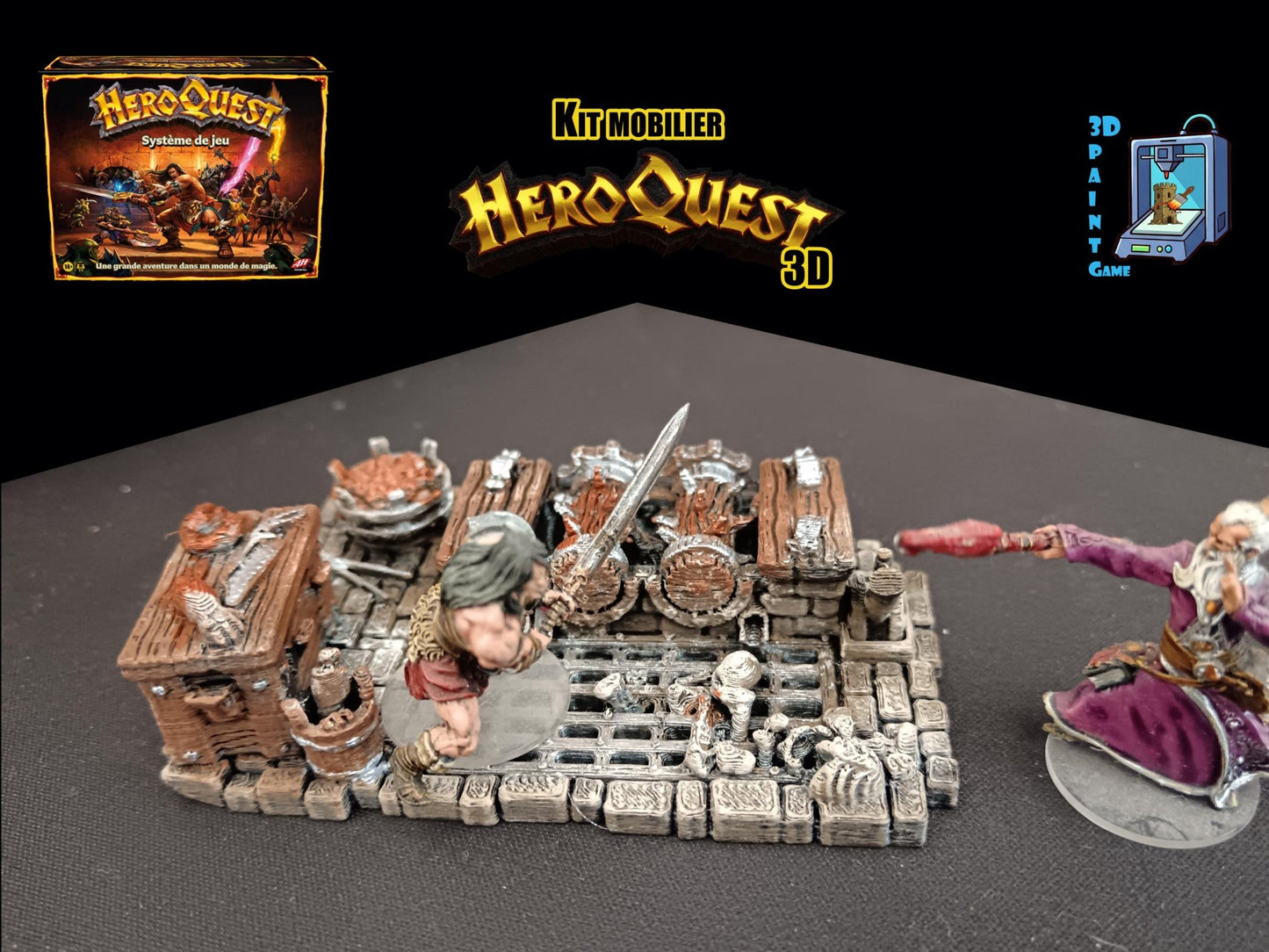 Kit mobilier HeroQuest 3D – Objets 3D imprimés & peints à la main – Décors complets pour donjon (Copie) - 3Dpaint Game
