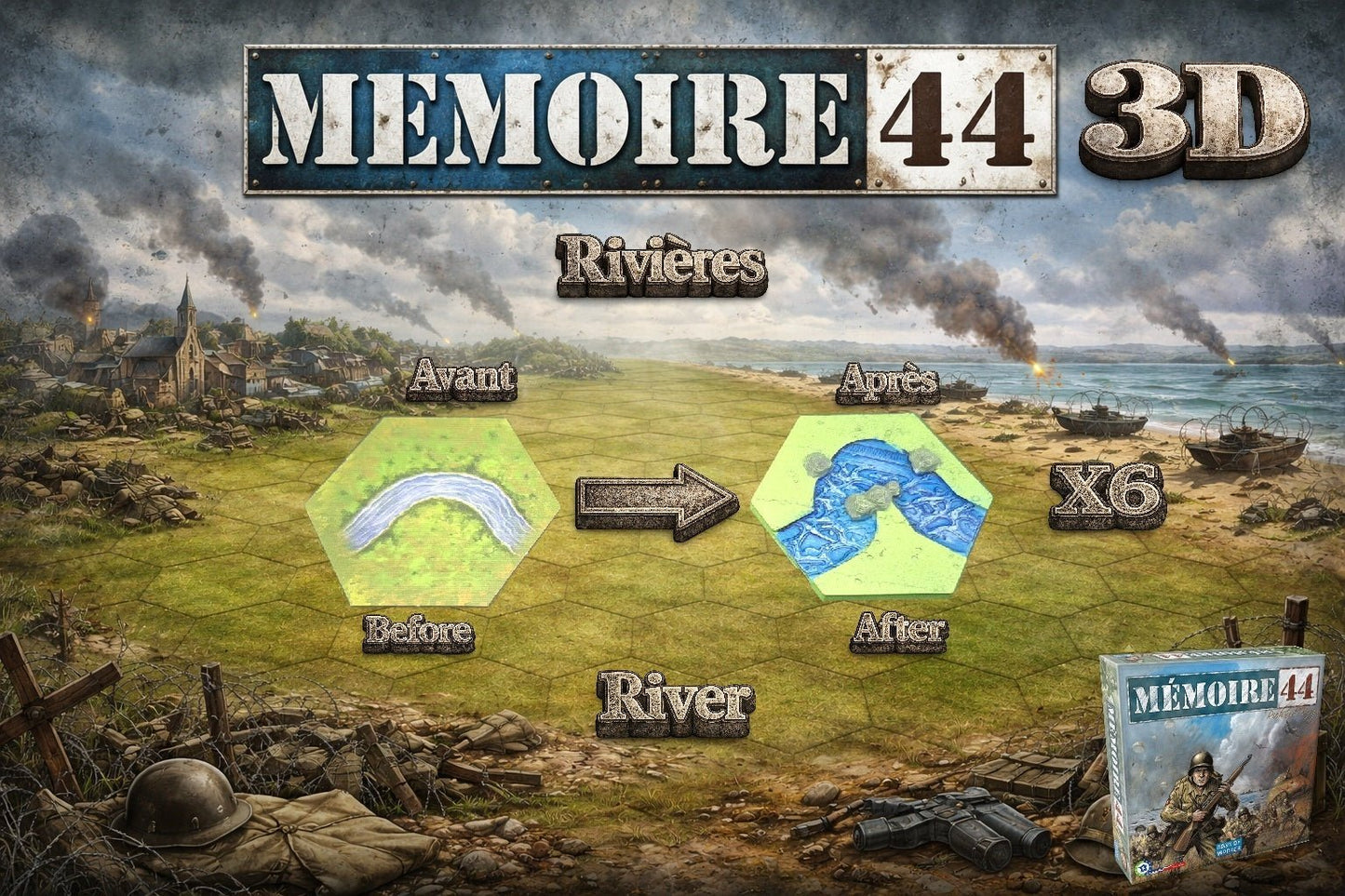 Memoire 44 3D – Kit complet de tuiles 3D ( 88 tuiles ) - 3Dpaint Game