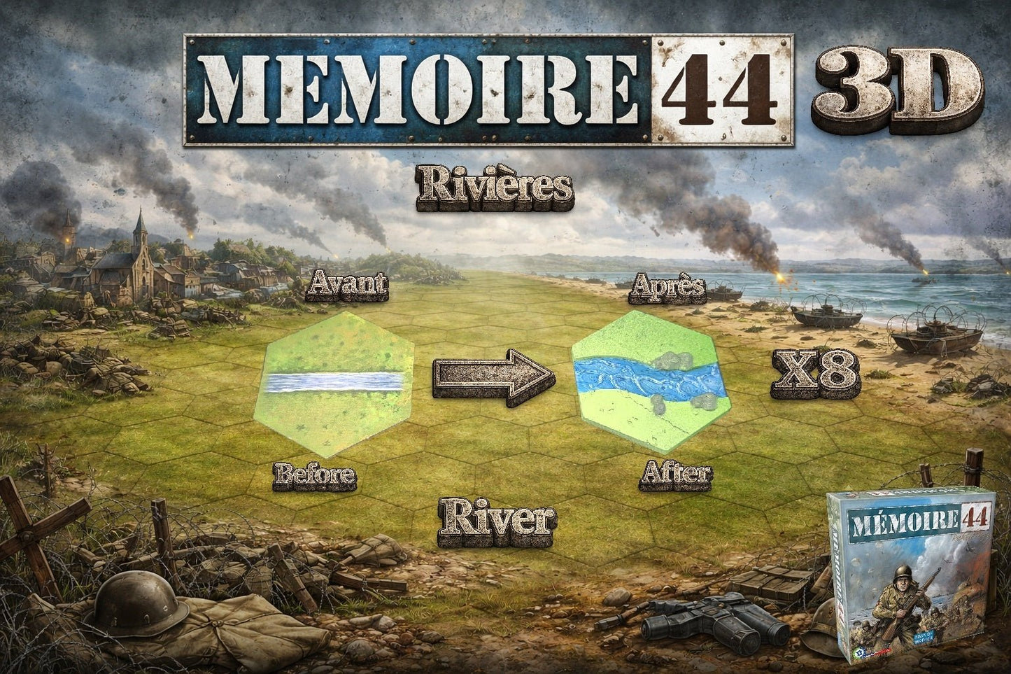 Memoire 44 3D – Kit complet de tuiles 3D ( 88 tuiles ) - 3Dpaint Game