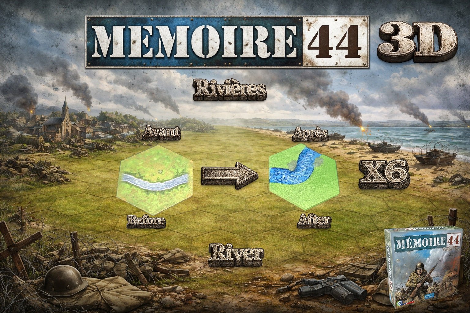 Memoire 44 3D – Kit complet de tuiles 3D ( 88 tuiles ) - 3Dpaint Game