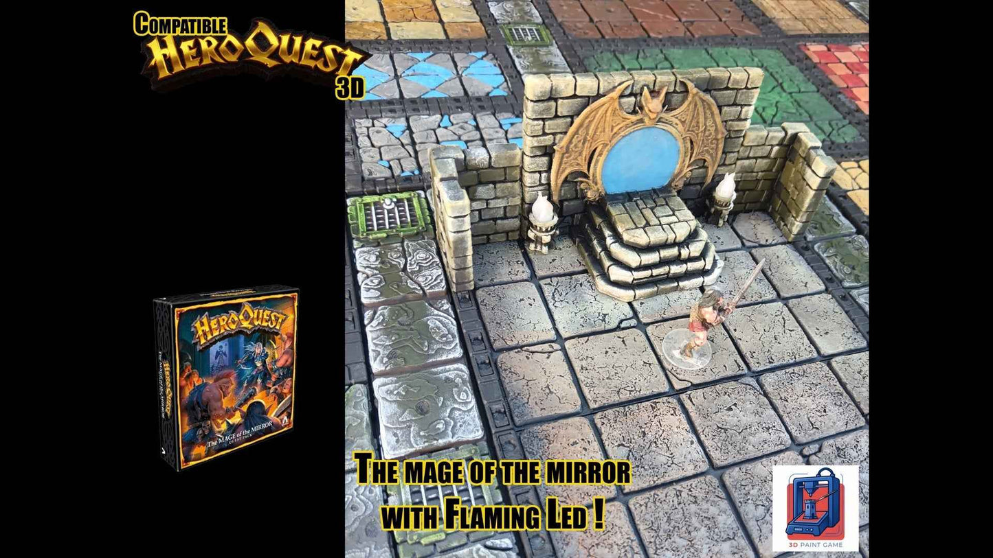 Décor 3D « Le Mage du Miroir » — Compatible HeroQuest avec torches LED