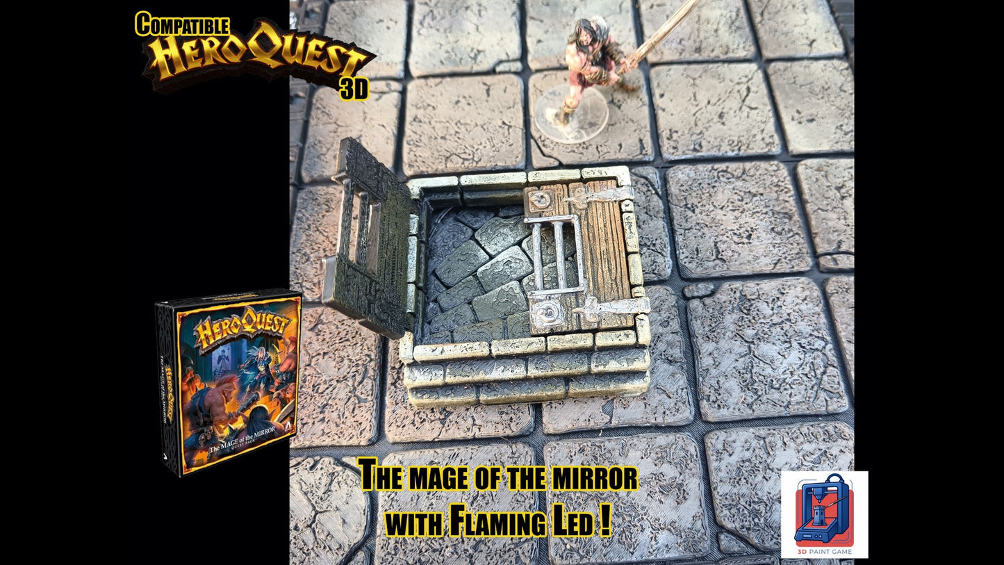 Décor 3D « Le Mage du Miroir » — Compatible HeroQuest avec torches LED