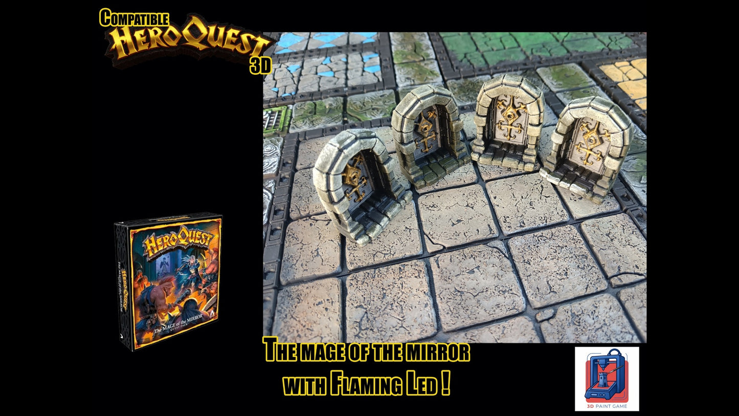 Décor 3D « Le Mage du Miroir » — Compatible HeroQuest avec torches LED
