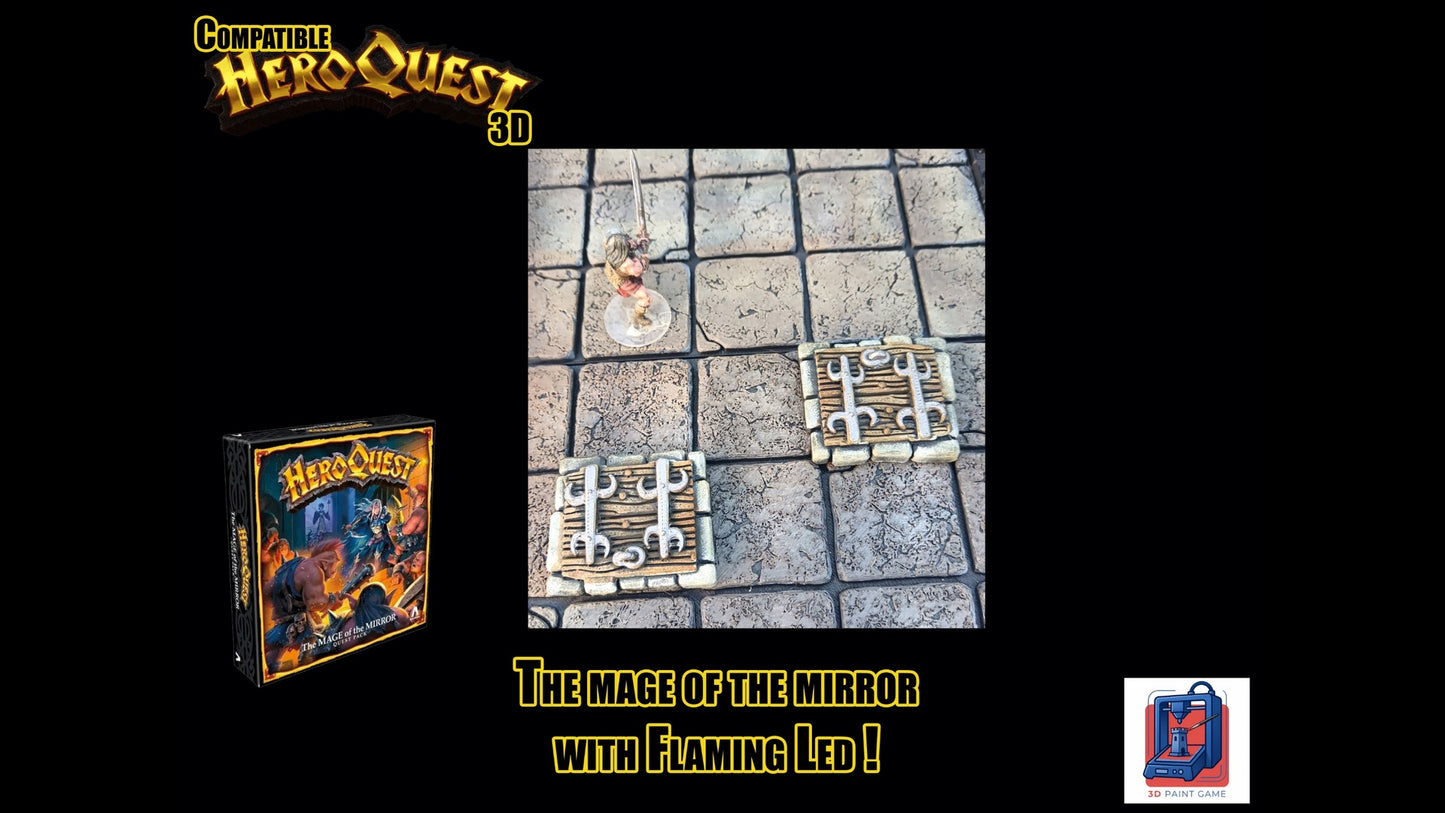 Décor 3D « Le Mage du Miroir » — Compatible HeroQuest avec torches LED