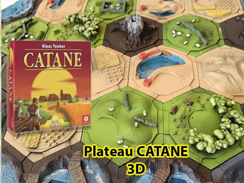 Plateau 3D Catan peint à la main – Compatible Catan | Accessoire de luxe imprimé 3D pour jeu de société - 3Dpaint Game