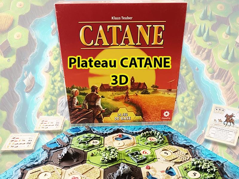 Plateau 3D Catan peint à la main – Compatible Catan | Accessoire de luxe imprimé 3D pour jeu de société - 3Dpaint Game