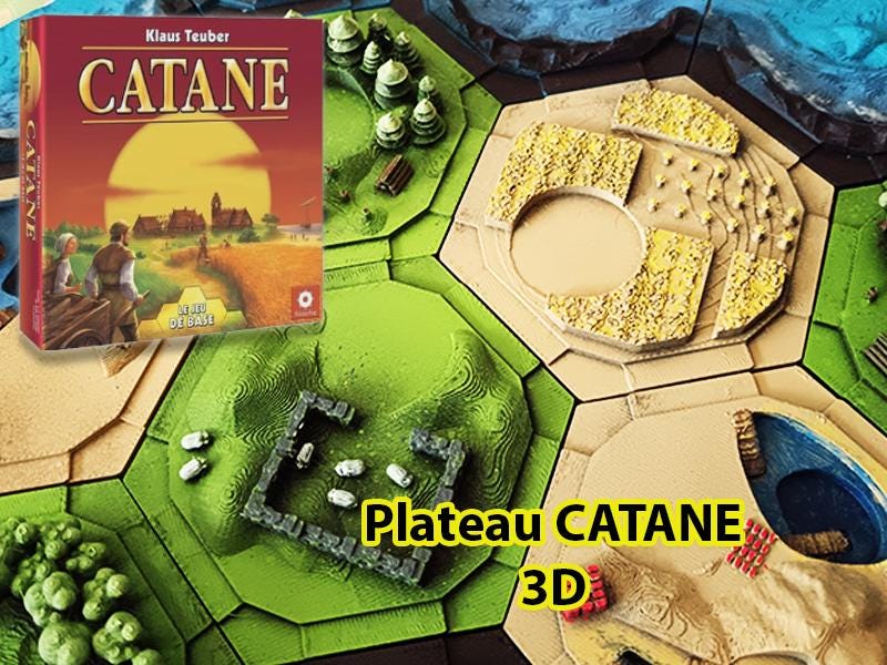 Plateau 3D Catan peint à la main – Compatible Catan | Accessoire de luxe imprimé 3D pour jeu de société - 3Dpaint Game