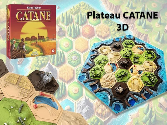 Plateau 3D Catan peint à la main – Compatible Catan | Accessoire de luxe imprimé 3D pour jeu de société