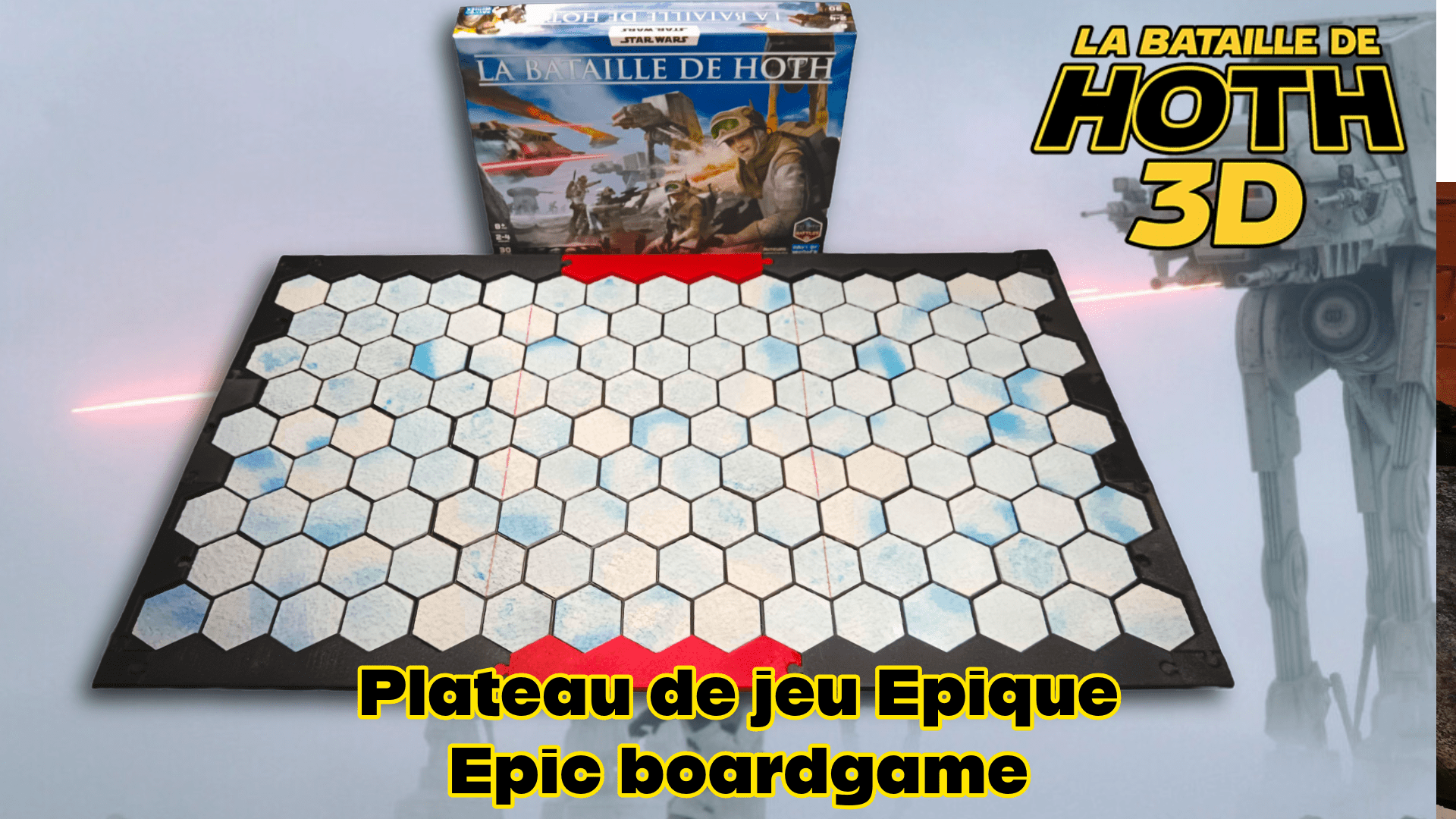 Plateau 3D Hoth compatible jeu – Tuiles neige texturées | Extension plateau carton | Terrain wargame hexagonal - 3Dpaint Game
