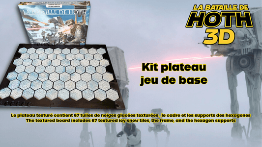 Plateau 3D Hoth compatible jeu – Tuiles neige texturées | Extension plateau carton | Terrain wargame hexagonal - 3Dpaint Game