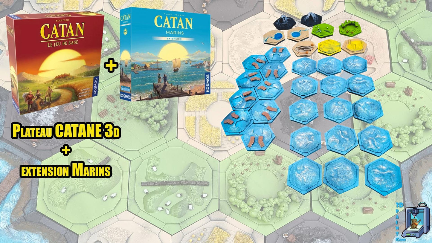 Plateau CATANE 3D + Extension Marins • 3D Catan Board + Seafarers Expansion - 3Dpaint Game