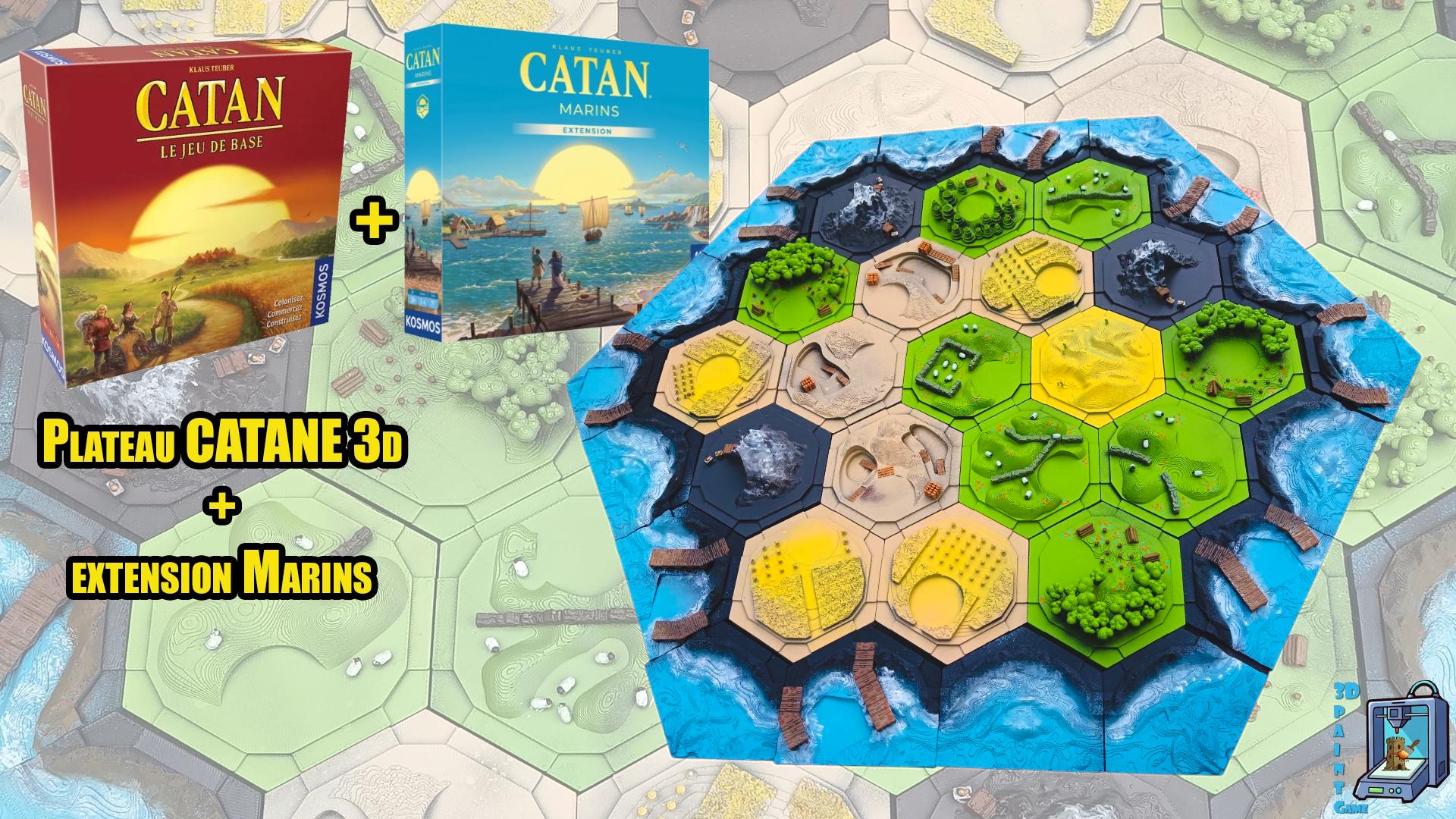 Plateau CATANE 3D + Extension Marins • 3D Catan Board + Seafarers Expansion - 3Dpaint Game