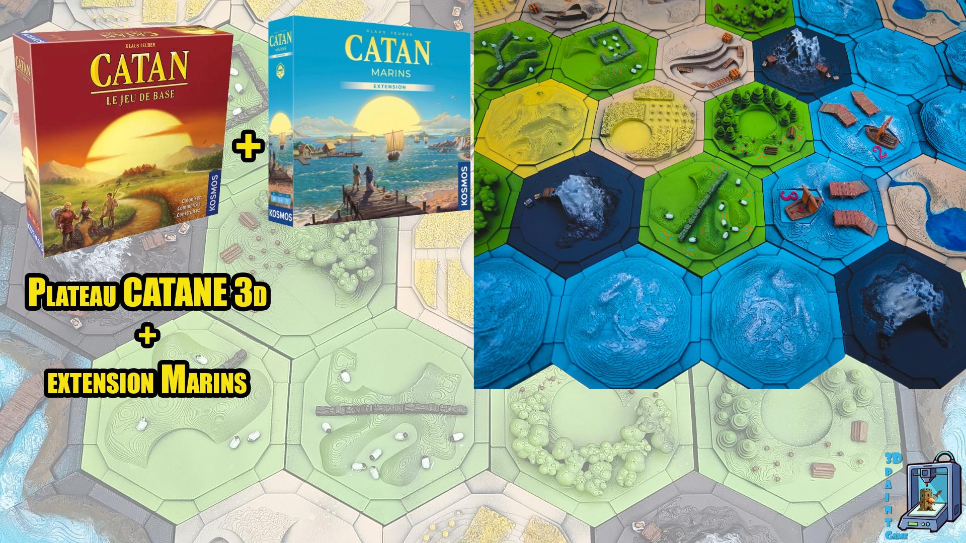 Plateau CATANE 3D + Extension Marins • 3D Catan Board + Seafarers Expansion - 3Dpaint Game