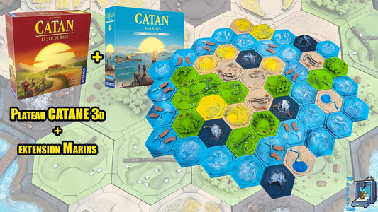 Plateau CATANE 3D + Extension Marins • 3D Catan Board + Seafarers Expansion - 3Dpaint Game