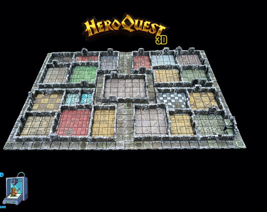 Plateau HeroQuest 3D imprimé et peint à la main avec murs magnétiques et portes– Accessoire HEROQUEST – Compatible figurines 28/30 mm - 3Dpaint Game