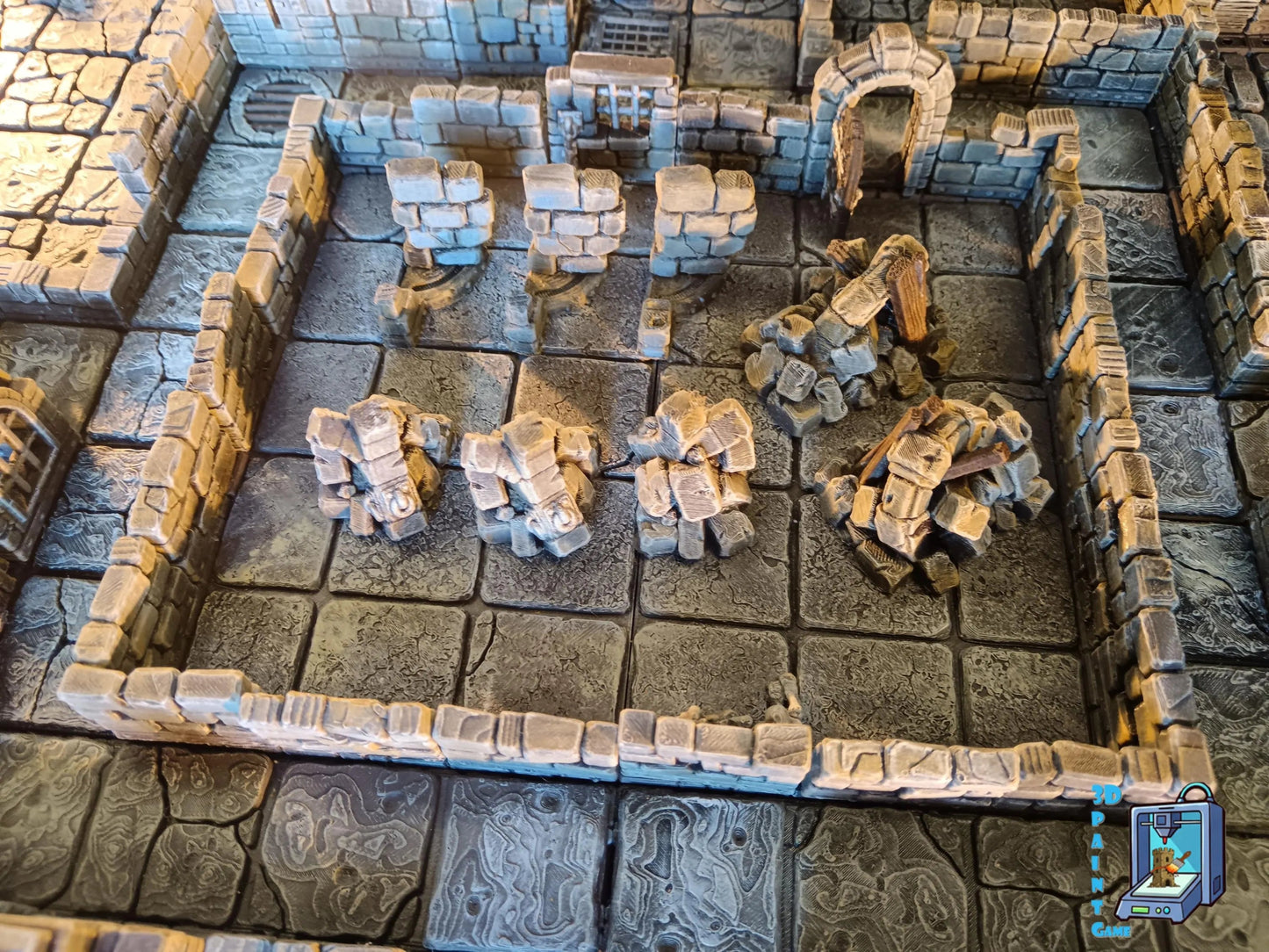 Plateau HeroQuest 3D imprimé et peint à la main avec murs magnétiques et portes– Accessoire HEROQUEST – Compatible figurines 28/30 mm - 3Dpaint Game