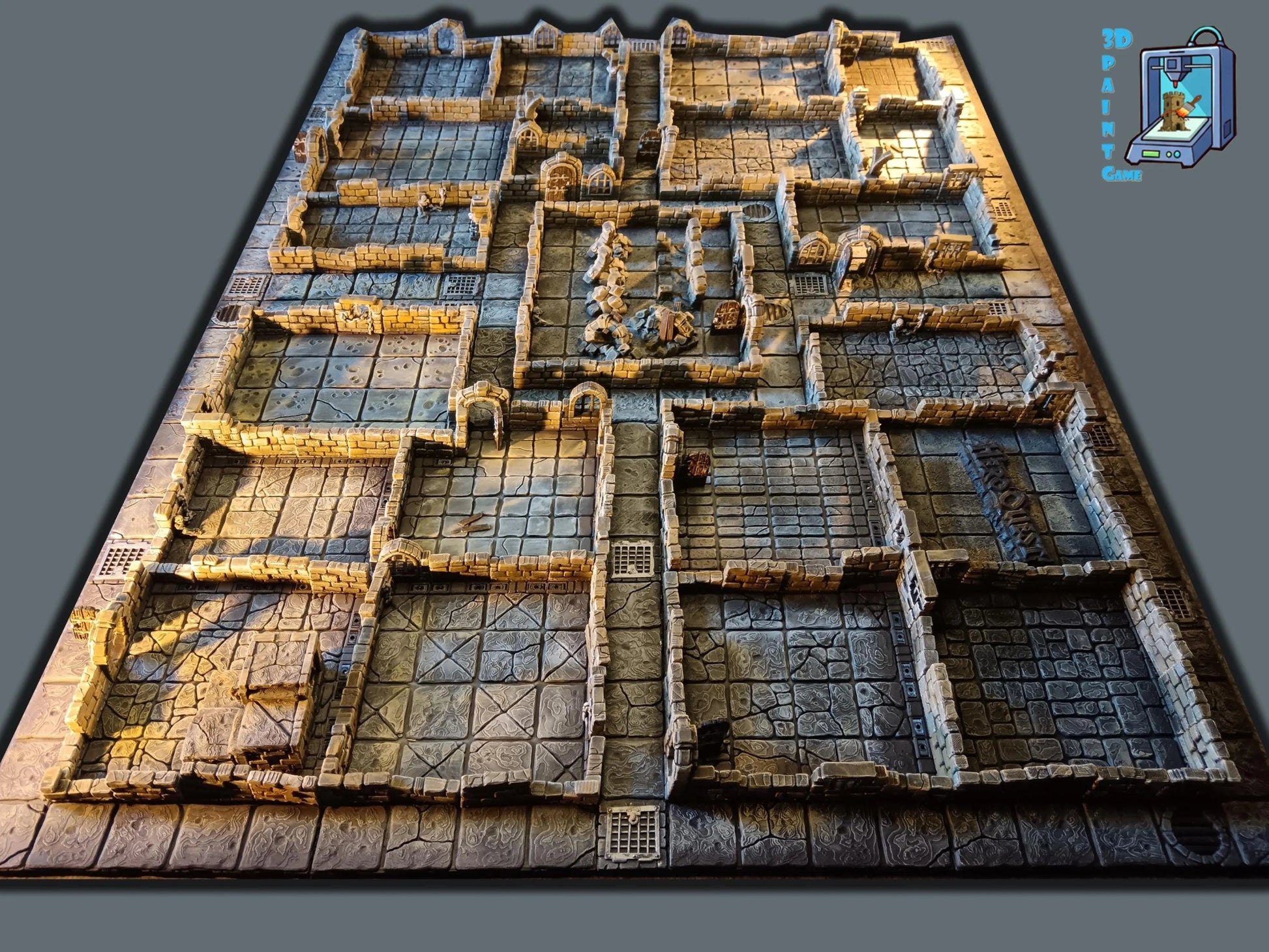 Plateau HeroQuest 3D imprimé et peint à la main avec murs magnétiques et portes– Accessoire HEROQUEST – Compatible figurines 28/30 mm - 3Dpaint Game