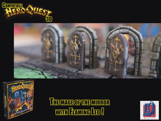 Décor 3D « Le Mage du Miroir » — Compatible HeroQuest avec torches LED