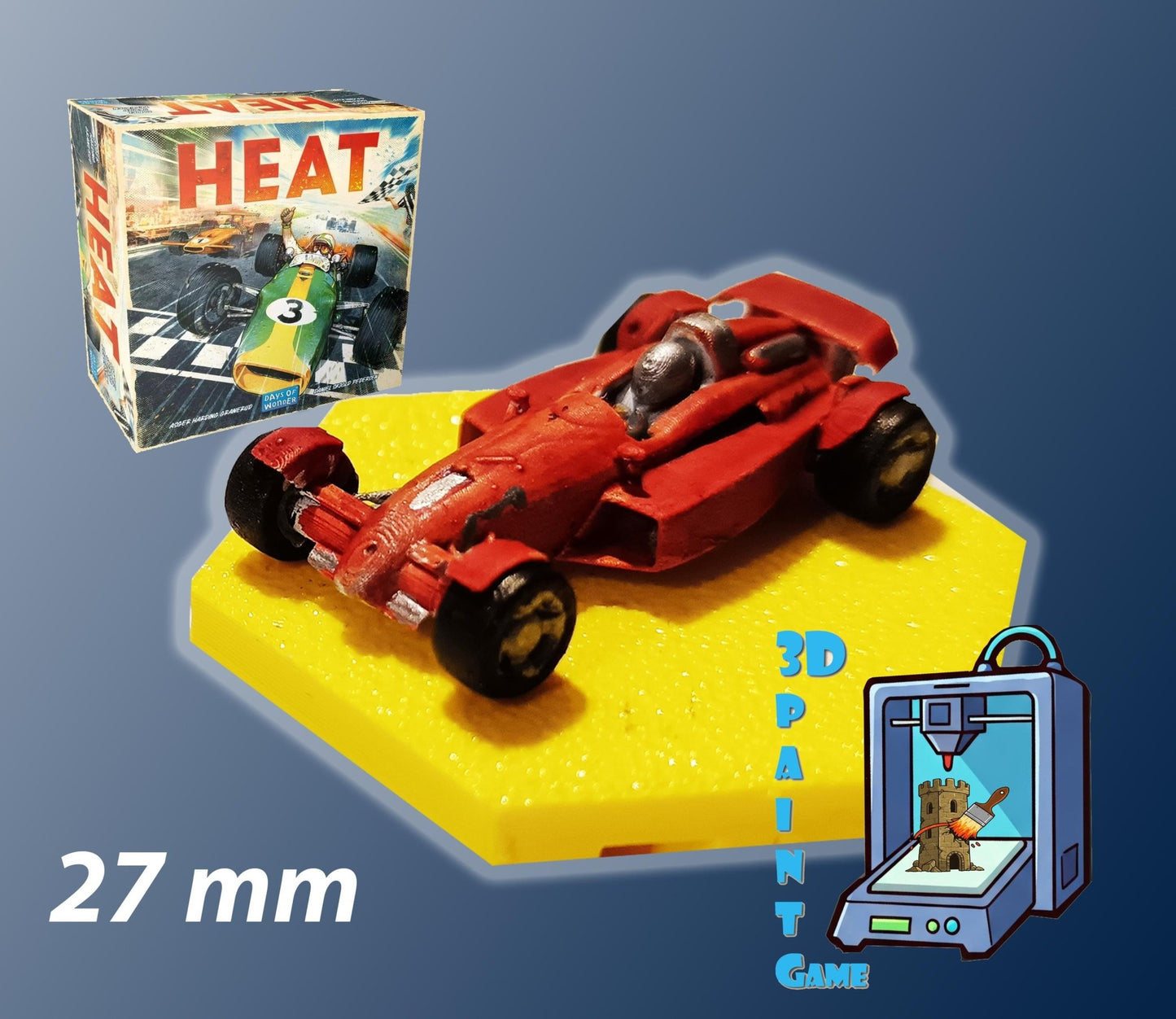 Set 8 voitures F1 pour Heat: Pedal to the Metal – Miniatures imprimées 3D peintes à la main – Accessoire jeu de société / board game - 3Dpaint Game