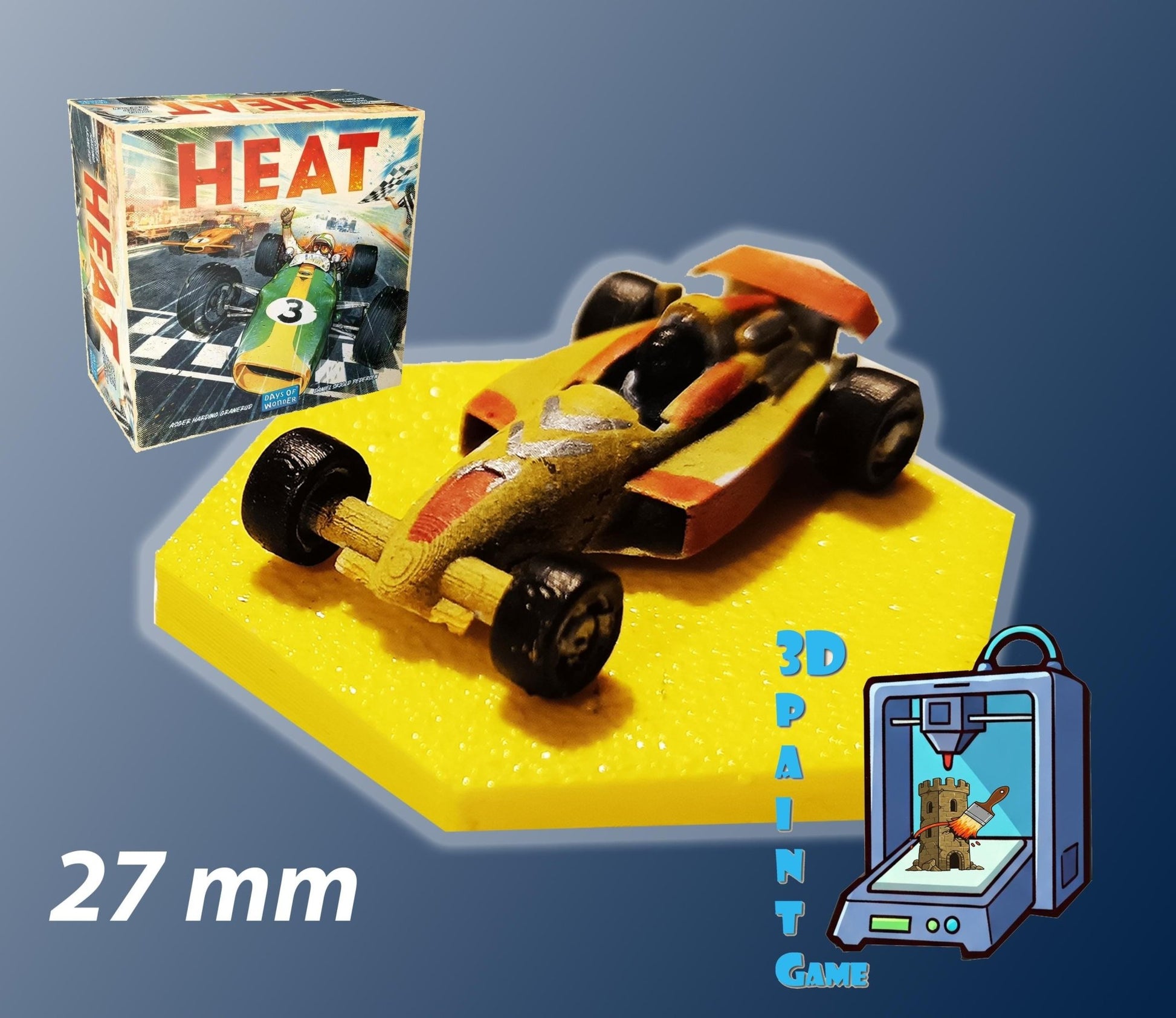 Set 8 voitures F1 pour Heat: Pedal to the Metal – Miniatures imprimées 3D peintes à la main – Accessoire jeu de société / board game - 3Dpaint Game