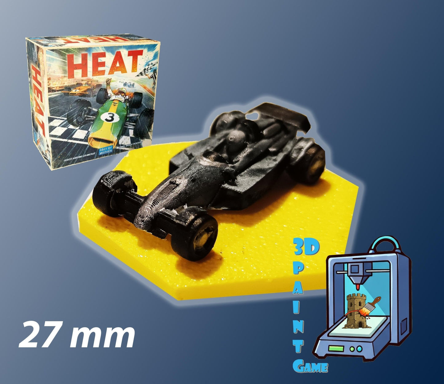 Set 8 voitures F1 pour Heat: Pedal to the Metal – Miniatures imprimées 3D peintes à la main – Accessoire jeu de société / board game - 3Dpaint Game