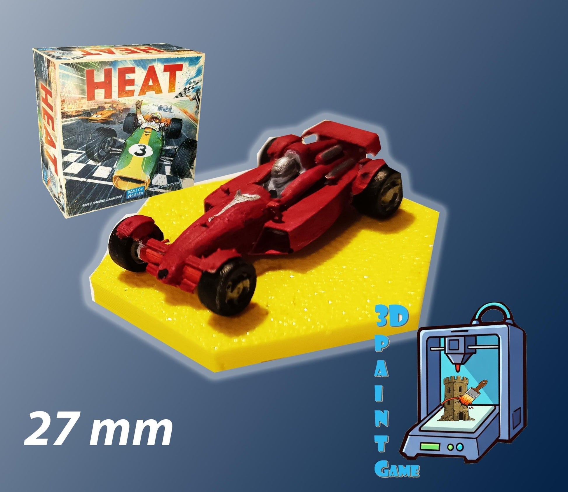 Set 8 voitures F1 pour Heat: Pedal to the Metal – Miniatures imprimées 3D peintes à la main – Accessoire jeu de société / board game - 3Dpaint Game