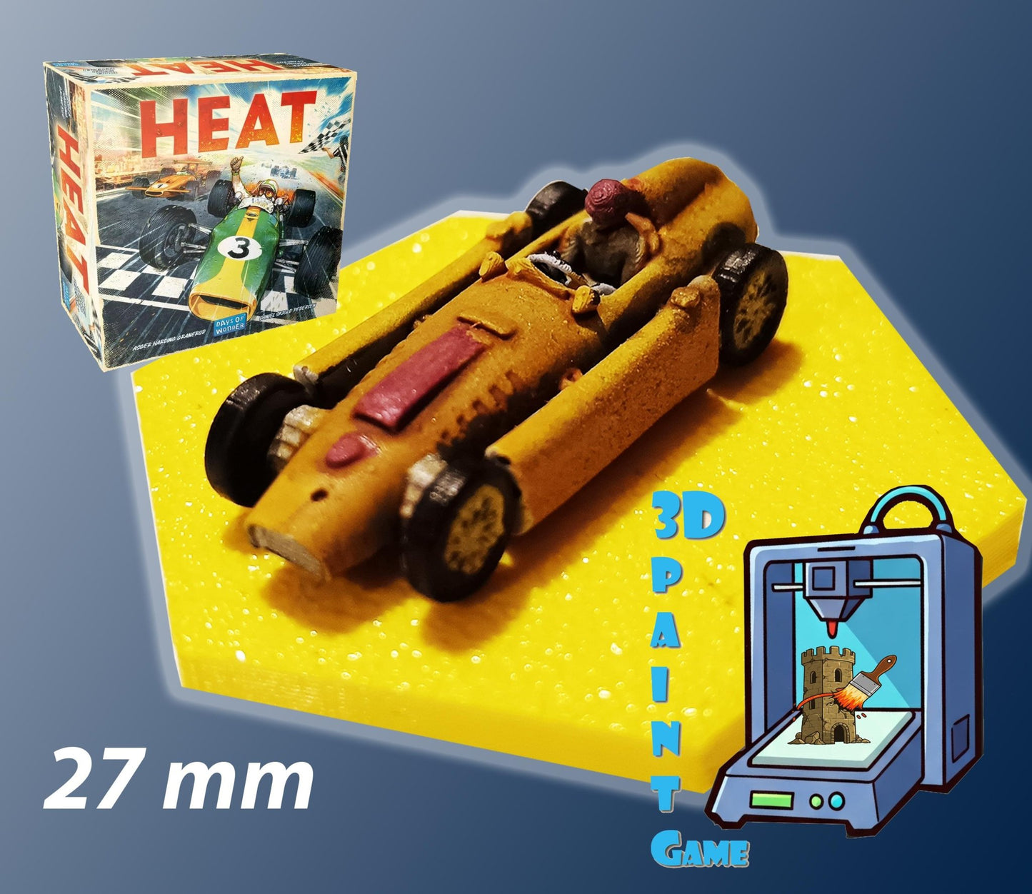 Set 9 voitures F1 pour Heat: Pedal to the Metal – Miniatures imprimées 3D peintes à la main – Accessoire jeu de société / board game - 3Dpaint Game