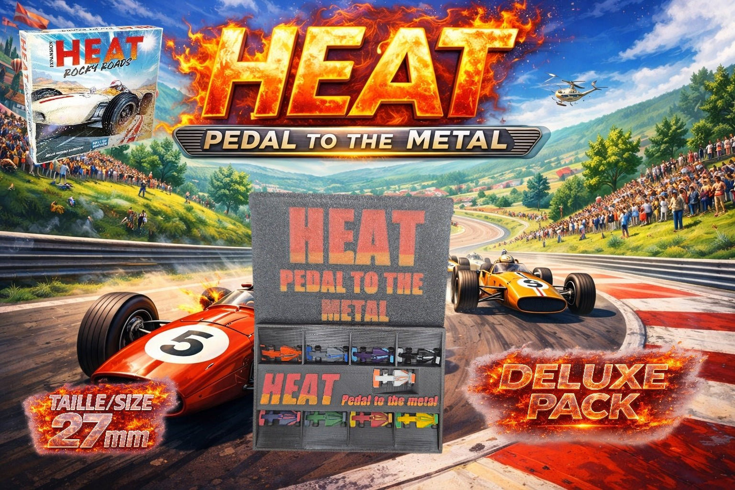Set 9 voitures F1 pour Heat: Pedal to the Metal – Miniatures imprimées 3D peintes à la main – Accessoire jeu de société / board game - 3Dpaint Game