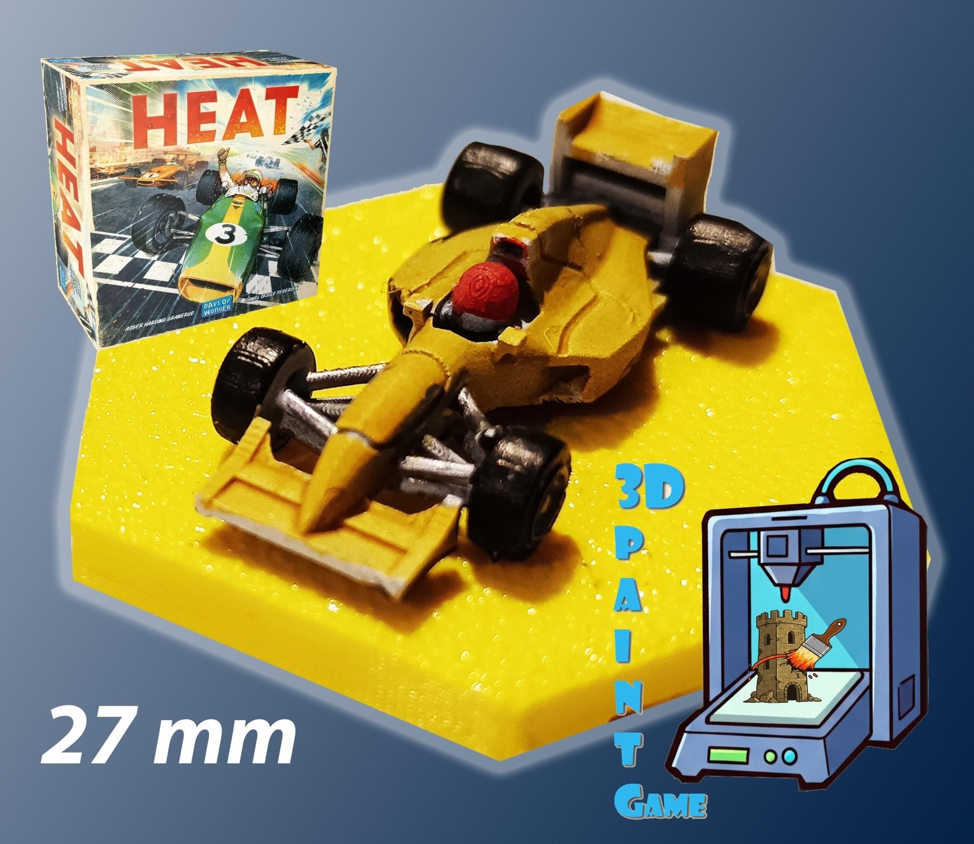 Set 9 voitures F1 pour Heat: Pedal to the Metal – Miniatures imprimées 3D peintes à la main – Accessoire jeu de société / board game - 3Dpaint Game