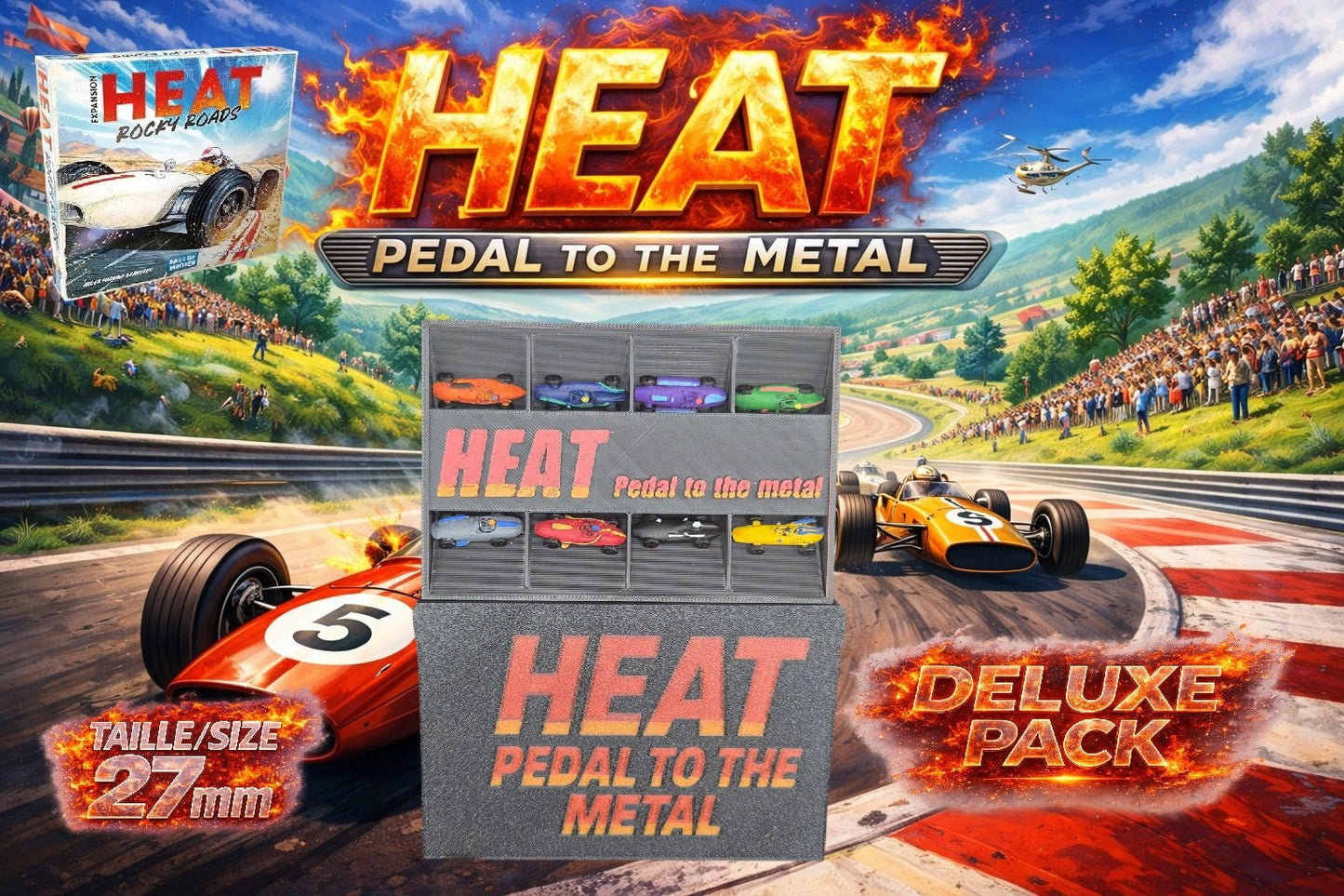 Set 9 voitures F1 pour Heat: Pedal to the Metal – Miniatures imprimées 3D peintes à la main – Accessoire jeu de société / board game - 3Dpaint Game
