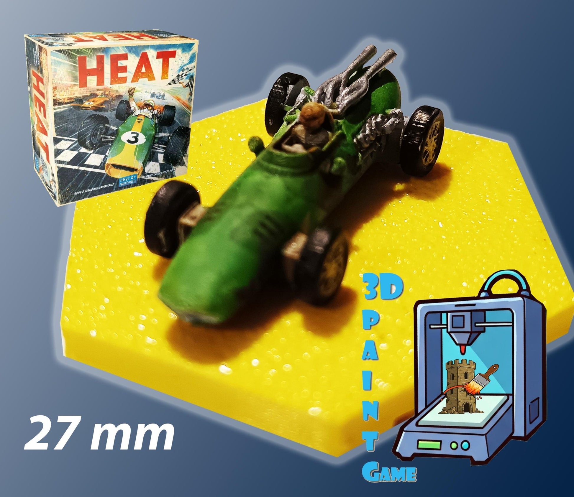 Set 9 voitures F1 pour Heat: Pedal to the Metal – Miniatures imprimées 3D peintes à la main – Accessoire jeu de société / board game - 3Dpaint Game