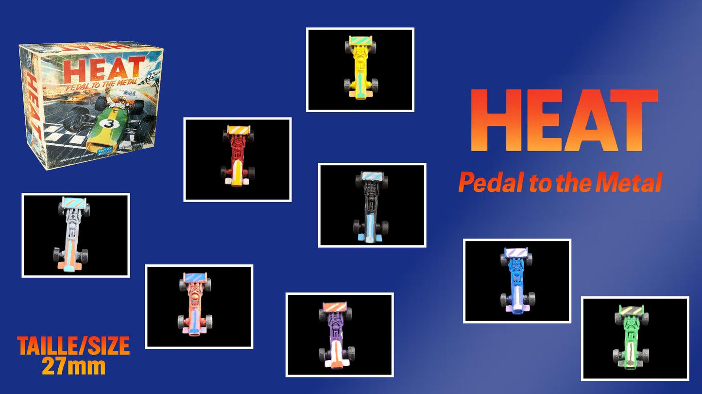 Set 9 voitures F1 vintage pour Heat: Pedal to the Metal –Miniatures imprimées 3D en resine vintage– Accessoire jeu de société - 3Dpaint Game
