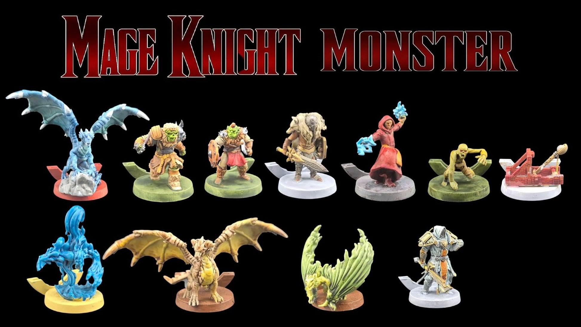 Set de 73 figurines pour Mage Knight – Remplace les jetons carton – peinte à la main – 73 custom painted miniatures for Mage Knight - 3Dpaint Game