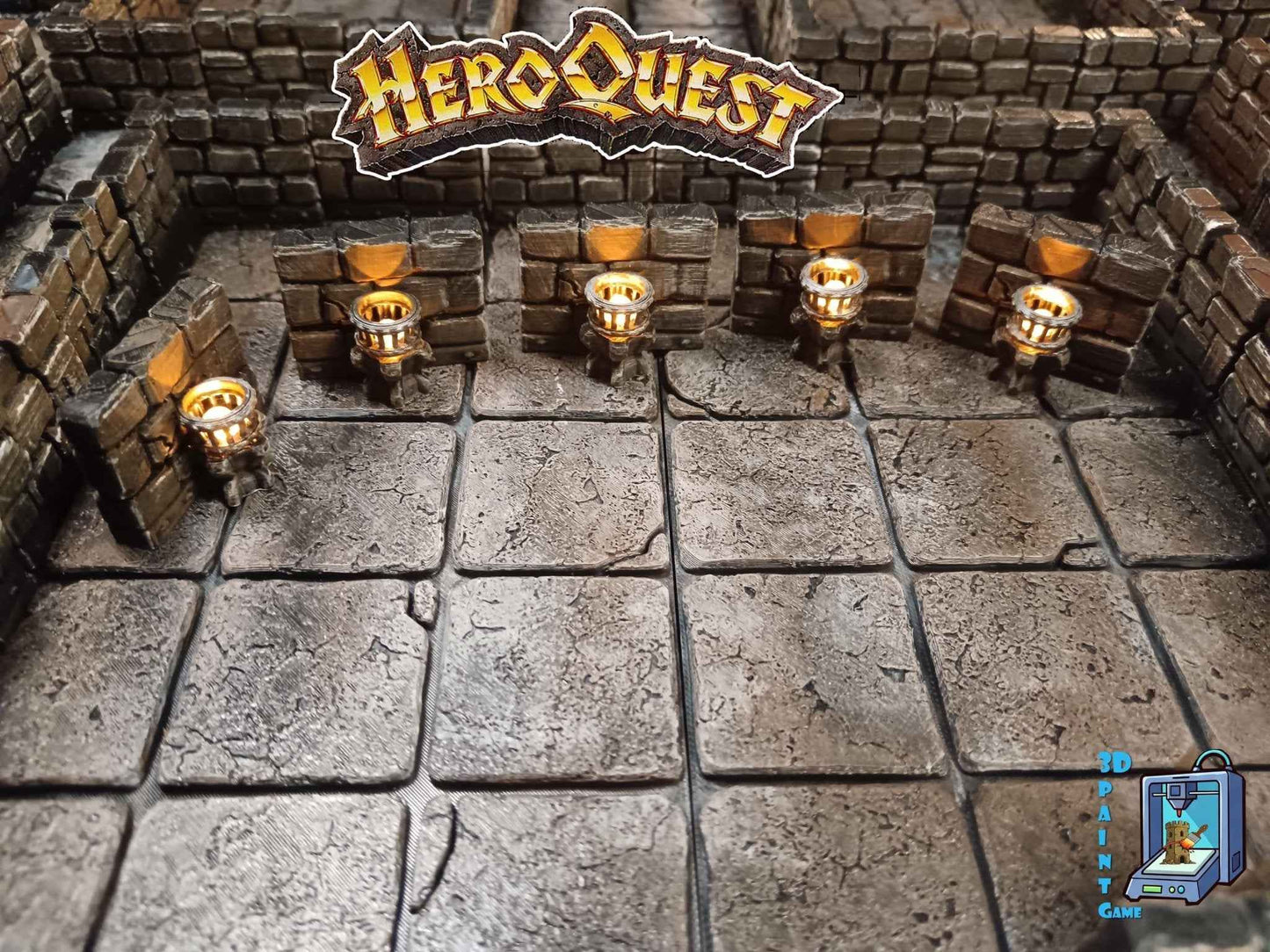 Torches Murales LED pour Donjon HeroQuest – Accessoire 3D Peint à la Main