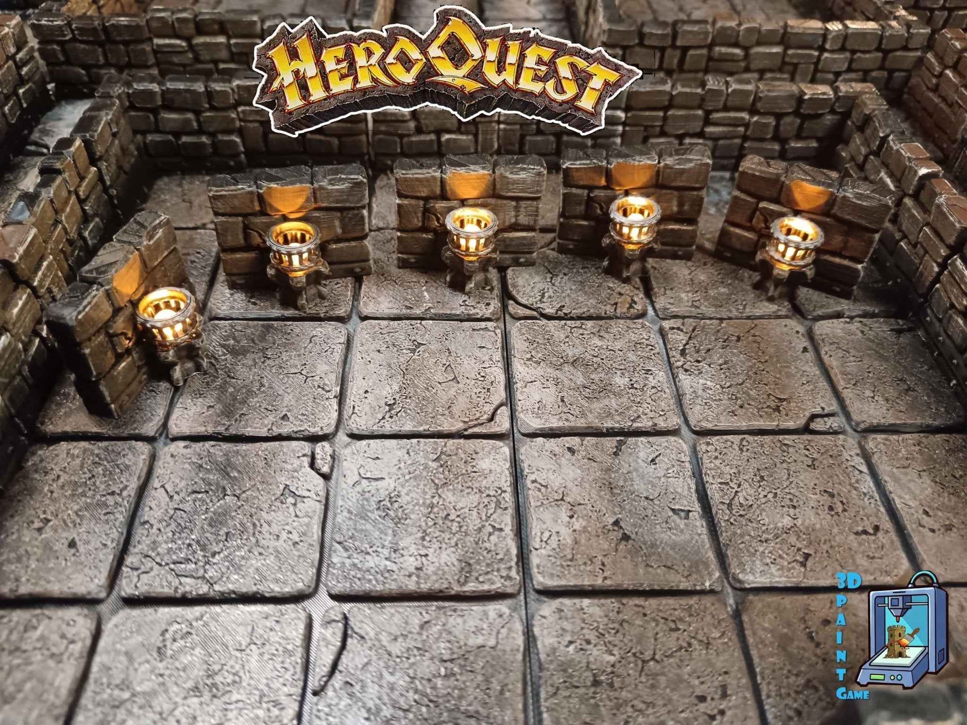 Torches Murales LED pour Donjon HeroQuest – Accessoire 3D Peint à la Main